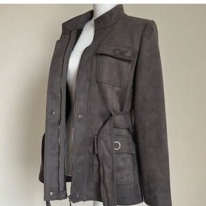 White House Black Market Dark Gray Faux-Suede Jacket